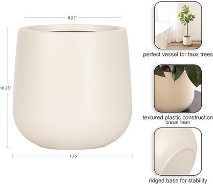 Kate and Laurel Jia Transitional Round Indoor Planter Pot, 11 x 11 x 11, Cream, Modern Circular Planter for Indoor Plants for Living Room or Sunroom Decor