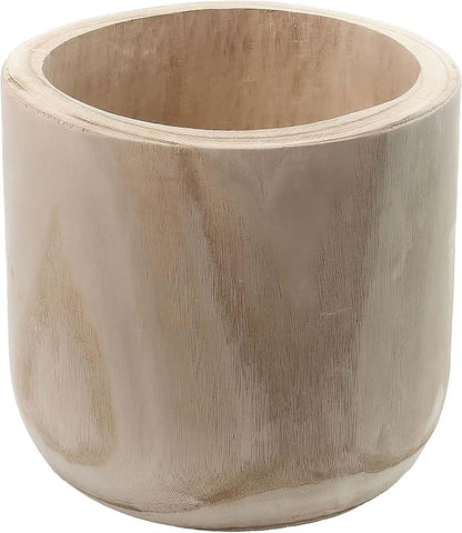 CYS EXCEL 11'' Natural Cylinder Planter Lightweight Natural Wood Cachepot for Indoor Plants, Succulents, Herbs, Home & Office Decor