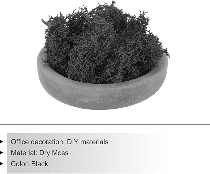 MECCANIXITY 3.5 OZ Moss Fake Craft Moss Artificial Moss Natural Preserved Moss for Craft Arts Floral DIY Project Wall Wedding Garden Patio Table Terrariums Decoration(Black)