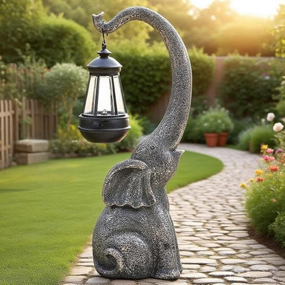 Elephant Garden Statue Solar Lights Outdoor Elephant Statue Porch Decor for Outside Patio Lawn Porch Balcony, Yard Art Lawn Ornaments Elephant Decor Birthday Gifts for Women Mom Grandma Animal Lovers