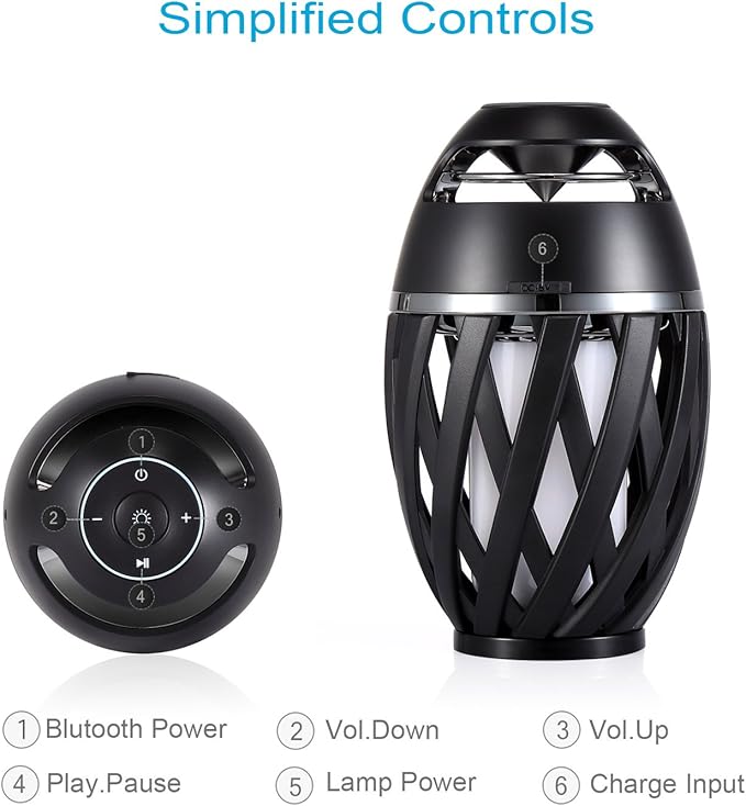 Led Flame Speaker, Torch Atmosphere Bluetooth Speakers&Outdoor Portable Stereo Speaker with HD Audio and Enhanced Bass,LED flickers Warm Yellow Lights BT4.2 for iPhone/iPad/Android