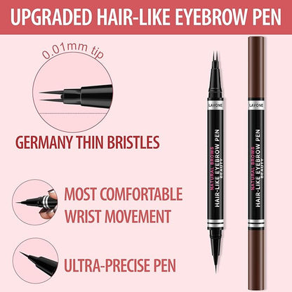 Eyebrow Pencil, 2-in-1 Waterproof Eyebrow Pen, with 2 Tip Microblading Eyebrow Pencil and Ultra-Precise Brow Pencil, with Eyebrow Brush, Eyebrow Pencils for Women, Natural Hair-Like Brows - Blonde