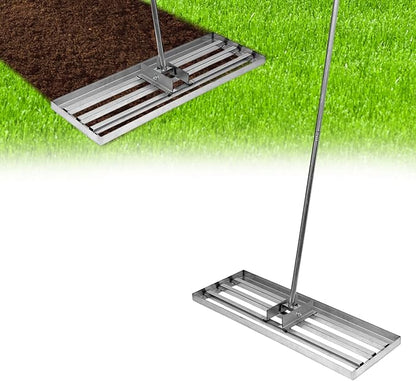 30" x 10" Stainless Steel Lawn Leveling Rake, Professional Grade Levelawn Tool with 78" Adjustable Handle for Soil, Dirt, and Turf Grading, Garden and Yard Leveler