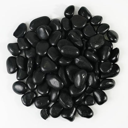 StoneCreek 12 LBS River Rocks, Large Size, Decorative Garden Stones for Plant Landscaping, Polished Gravel Filler Pebbles for Home Decoration, Vases, Succulents(Black Pebbles)