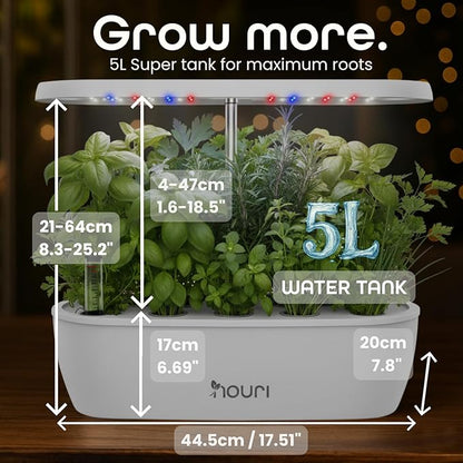 Nouri 12 pod Smart Garden for Home Cooks | w/Heirloom Salad | Hydroponics Growing System | LED Grow Lights | Indoor Herb Garden Kit | Herb Growing Kit Indoors for Plant Lovers, Gardeners, Kitchen