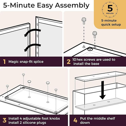Tall & Long Metal Planter with Middle Shelf - 30W x 11D x 24H Black Rectangular Outdoor Planter Box, Span Divider for Garden, Patio, Yard | Easy 5-Min Assembly, Drainage Holes, Adjustable Feet