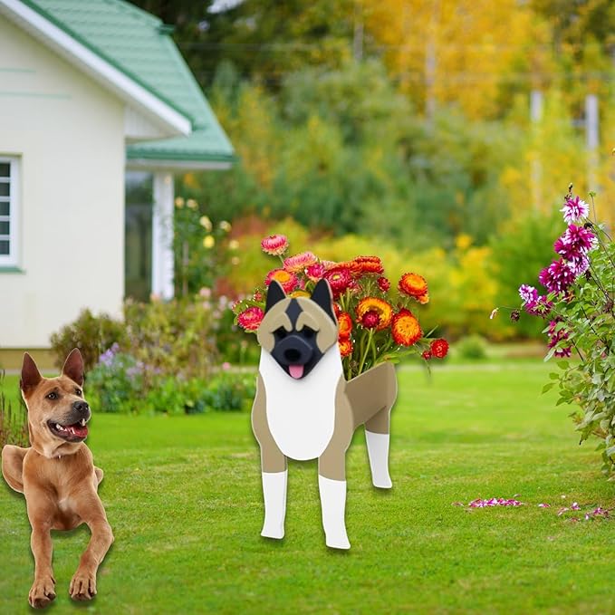 American Akita Dog Planter Plant Pots,Cute Dog Flower Planter,Gifts for Pet Lovers,Unique Animal Plant Pots,Office,Indoor Outdoor Garden Decor(9.45 * 6.1 * 13.39in)