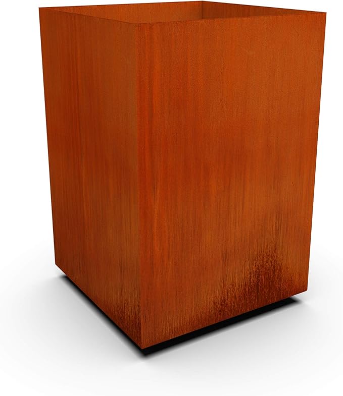 Plantercraft Corten Steel Planter Tall Cube Garden Box Metal Outdoor Heavy Duty | Made in USA | Fully Assembled | Commercial Residential
