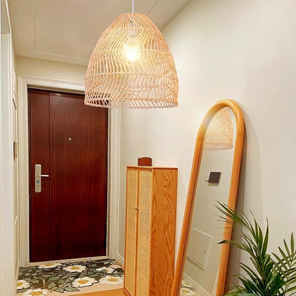 Arturesthome Rattan Pendant Light Fixture, Wicker Chandelier Boho Basket Ceiling Lighting, Large Natural Woven Hanging Lamp for Kitchen Island Sink