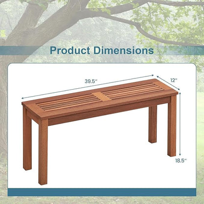 ERGOMASTER Wooden Backless Outdoor Bench Set of 1, 2-Person Indoor Outdoor Patio Dining Benches for Backyard, Lawn, Porch, Garden