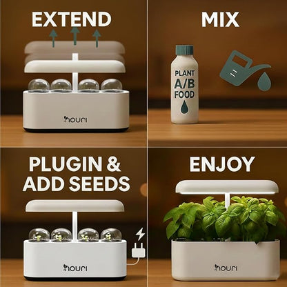 Nouri 7 Pod Smart Garden for Home Cooks | w/Heirloom Basil | Hydroponics Growing System | LED Grow Lights | Indoor Herb Garden Kit | Herb Growing Kit Indoors for Plant Lovers, Gardeners, Kitchen
