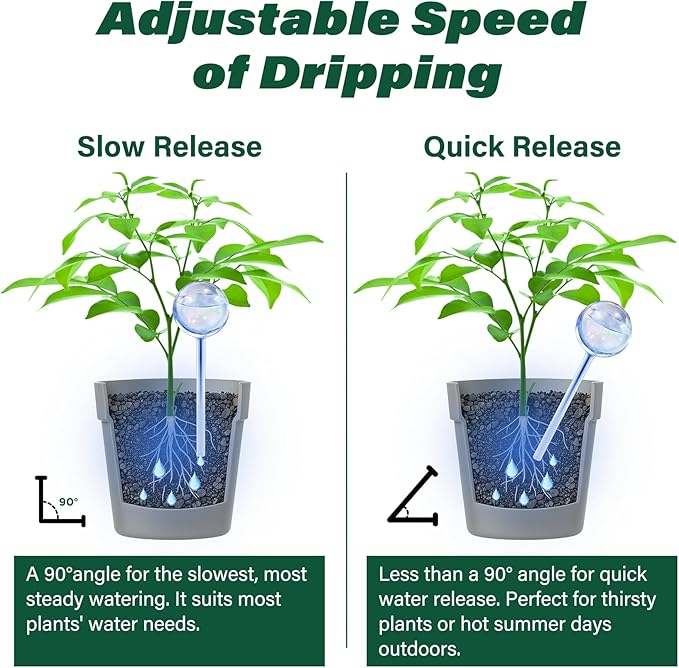 2 Pcs Glass Self Watering Globes, Iridescent Automatic Plant Waterer Bulbs Devices for Indoor & Outdoor Plants, Slow Release Watering Devices System for Various Plants (2pcs)