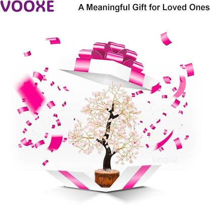 Rose Quartz Tree Handmade Healing Gemstone Bonsai Home, Office, & Desk Decor - Feng Shui Money Tree with Crystals & Healing Stones (Rose Quartz Crystal)
