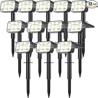 Solar Spot Lights Outdoor Waterproof IP65, [12 Pack/100 LED/4 Modes] 2-in-1 Solar Landscape Spotlights, Auto On/Off High Lumens Spot Lights for Outside Yard Garden Pathway(Cool White)