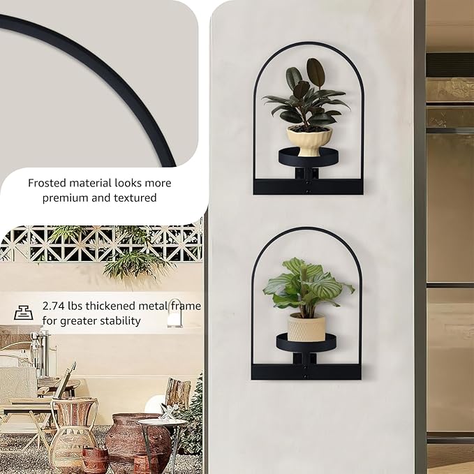 Sisher 3Pack Wall Plant Holder,Indoor Plant Wall Decor,Modern Frame Plant Stand ,Window Plant Shelves Set,Premium Metal Hanging Plant Holder