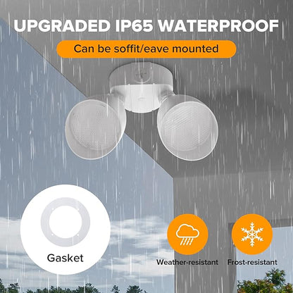 UME 2-Packs 2500 Lumen 32 Watt 28 LED Dual-Head Floodlight Outdoor, Full Metal Design, Waterproof Exterior Security Wall Light for Patio, Garden, Yard-White