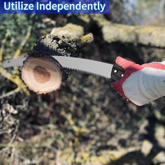 18FT Reach Pole Saws for Tree Trimming with 3-12FT Telescoping Extension Pole, Anti-slip Handle, Manual Pruning Pole Saw with 19" 3X Detachable Saw for Forestry, Yard, Garden, Patios