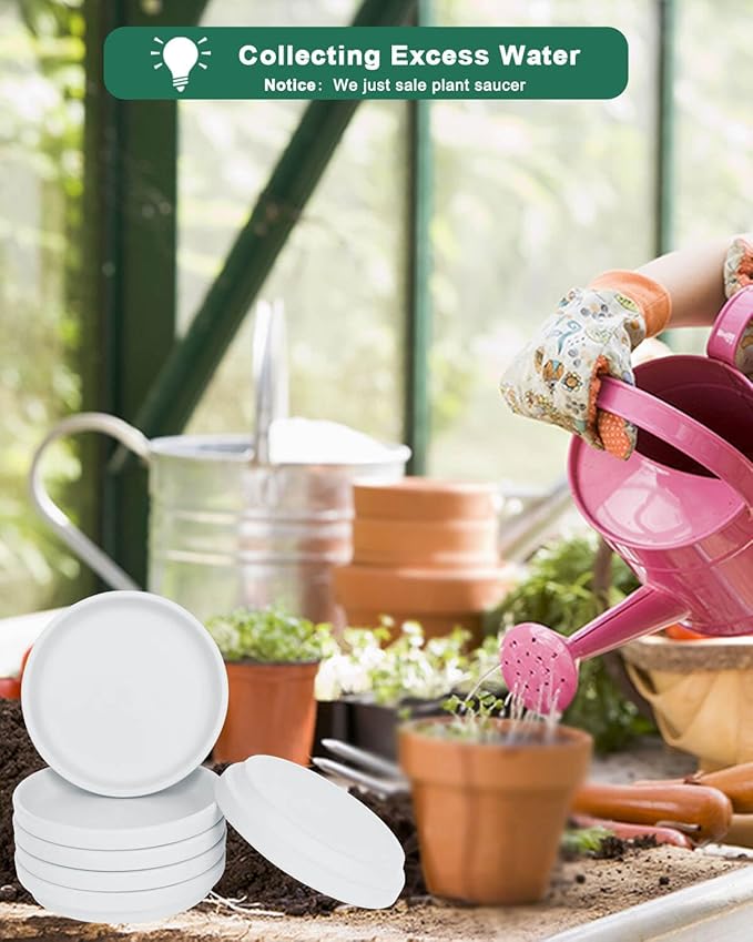 vensovo 4 Inch White Terracotta Plant Saucer Pots Tray - 6 Pcs Round Planter Saucers for Indoor & Outdoor Plants, Small Clay Trays Perfect for 3 Inch 3.5 Inch 4 Inch Flower Pot