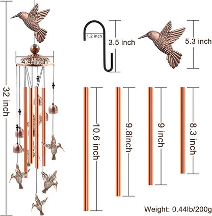 Wind Chimes Outdoor Clearance, Ukulork Aluminum Tube Windchime with S Hook,Patio Garden Decor, Housewarming Gift. (Hummingbird)
