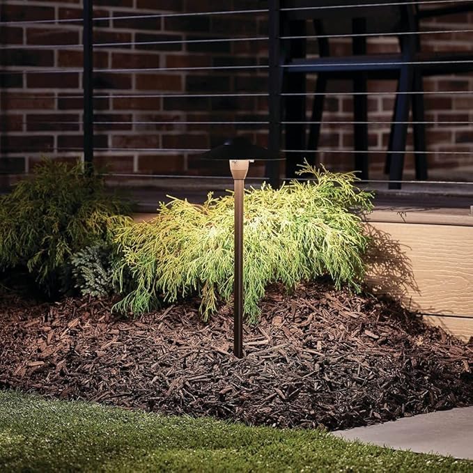 Kichler LED Retrofit 12 Volt 16.25 Watt Landscape Path Light in Centenial Brass Finish for Pathways, Sidewalks and Planting Beds, 15310CBR