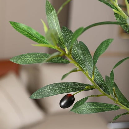 Artificial Olive Tree 7FT Tall, Faux Plants Indoor - Fake Plant with Lifelike Leaves,White Planter - Large Fake Olive Trees for Home Living Room Office Bedroom Floor Decor