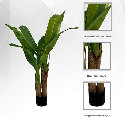 XBrand 47.2-Inches Artificial Banana Tree in Pot for Indoor Outdoor Home Office Store, Great Housewarming Gift