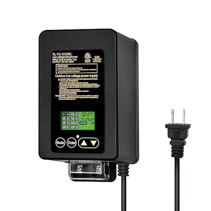GKOLED 120W Low Voltage Landscape Transformer, Integrated Astronomic Timer and Photocell Sensor, 120V AC to 15V AC for Outdoor LED Landscape Lighting, Weatherproof, ETL Listed