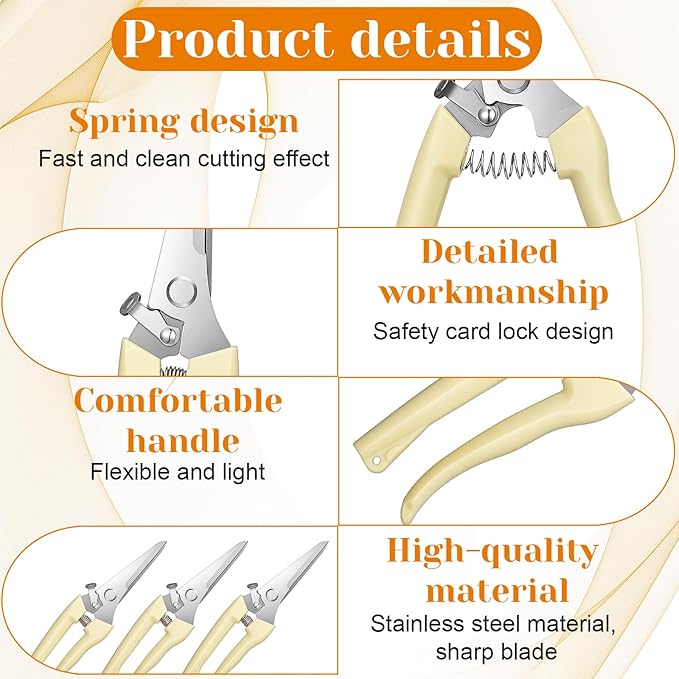 20 Pcs Garden Flower Shears Pruning Scissors Heavy Duty Plant Scissors Trimming Garden Clippers Hand Tree Pruner for Yard Gardening Plants Hedge Flower Tree Cutting Secateurs (Beige)