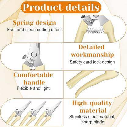 20 Pcs Garden Flower Shears Pruning Scissors Heavy Duty Plant Scissors Trimming Garden Clippers Hand Tree Pruner for Yard Gardening Plants Hedge Flower Tree Cutting Secateurs (Beige)