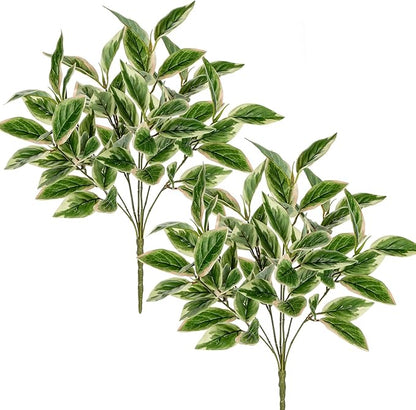 DILATATA Artificial Plants Branch Faux Peperomia Leaves 56 Leaves Fake Plants for House Modern Living Room Indoor Outdoor Decor - 2 Pack