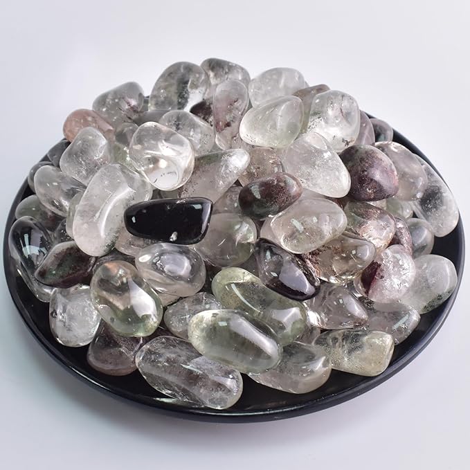 Polished Green Phantom Crystals - 72 Pcs, 0.5" 10 oz Handpicked Natural Tumbled Gemstones Rocks, Pebbles for Reiki, Chakra, Healing Home Decor