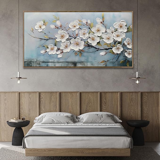 Anolyfi Framed Large Textured Canvas Wall Art for Living Room, Modern Elegant Landscape Artwork for Bedroom Hallway Dining Room Office Home Decor, 48"x24"