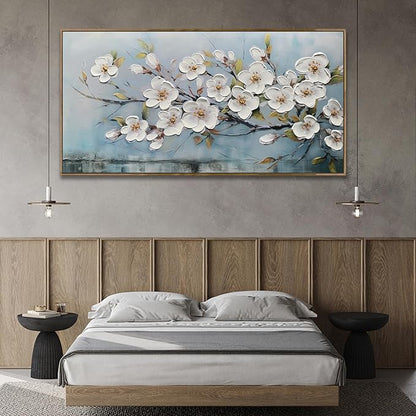 Anolyfi Framed Large Textured Canvas Wall Art for Living Room, Modern Elegant Landscape Artwork for Bedroom Hallway Dining Room Office Home Decor, 48"x24"