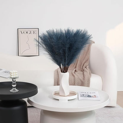 Blue Pampas Grass Decor - 30pcs 24 Inch Faux Pampas Grass Decor , Tall Pampas Grass for Floor Vase, Table Centerpieces, Wedding, Party and Blue Living Room Decor (Blue)