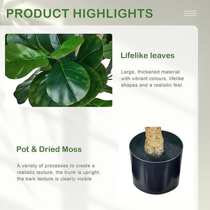 VECELO Artificial Fiddle Leaf Fig Tree 6FT(71in), Tall Fake Floor Plants with 150 Large Realistic Leaves in Plastic Pot for Indoor Outdoor Living Room Home Decor