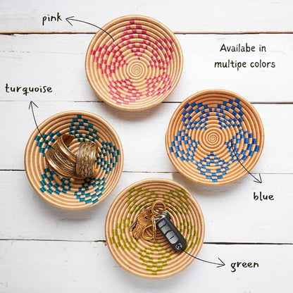 Small Decorative Bowl, Centerpiece, Storage, Organizaing, Home Décor Accents, Woven, Boho, 7" Wide, Pink