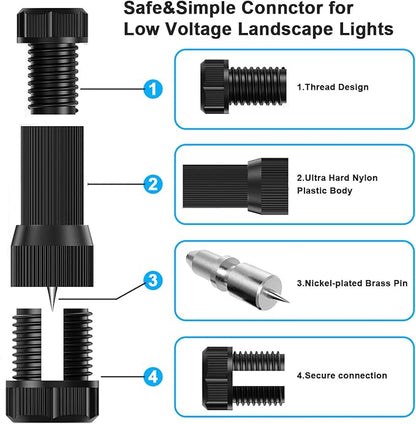 iCreating 22Pack Low Voltage Waterproof Replacement Landscape Light Cable Connector 12-20 Gauge Wire Connectors for Landscape Lighting Path Lights