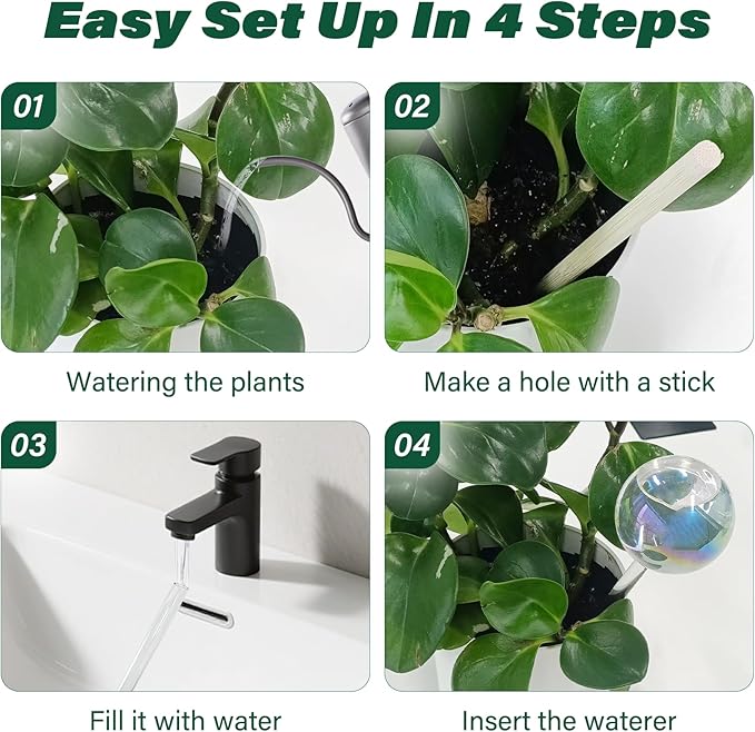 2 Pcs Glass Self Watering Globes, Iridescent Automatic Plant Waterer Bulbs Devices for Indoor & Outdoor Plants, Slow Release Watering Devices System for Various Plants (2pcs)