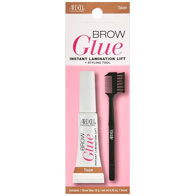 Ardell Brow Glue Taupe with Styling Brush – Tinted Eyebrow Gel for Lamination Lift, All-Day Extreme Hold Brow Gel for Defined & Fluffy Brows, 0.35 oz