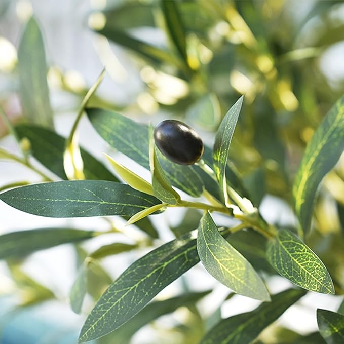 VECELO Artificial Olive Tree 5FT(61inch), Faux Olive Trees in Pot, Tall Fake Plant with Silk Leaves, Realistic Fruits and Dried Moss for Indoor Home Office Decor