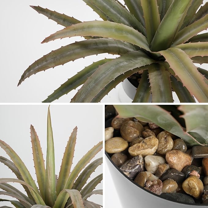 Briful Agave Plant Artificial 17 Inch Fake Potted Plant Large Succulent Fake Plants for Home Office Table Room Indoor/Outdoor Decor (Red)