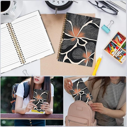 Boho Abstract Flower Spiral Notebook, Bohemian Floral Journal Notebook, Flower Aesthetic Journaling Notebooks for Women, Boho Abstract Office School Supplies Gifts, 5.5x8.3 Inch