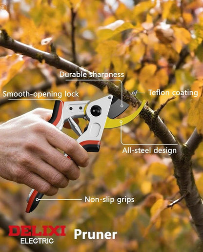 Pruning Shears for Gardening, Garden Scissors with Sharp Stainless Steel Blades, Heavy Duty Bypass Garden Clippers for Plants, Flowers, Branches[Ergonomic Handle][Safety Lock][Gift for Gardeners]
