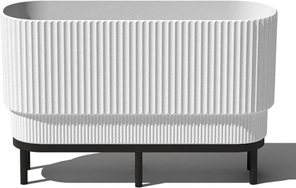 Veradek Demi Series Raised Long Planter for Indoor/Outdoor Use | Made from Plastic & Stone w/Wooden Stand | Modern Patio Décor for Flowers/Shrubs