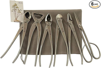 6-Piece Bonsai Tool Set,Knob Cutter,Trunk Splitter,Concave Cutter,Wire Cutter,Jin Pliers,Bonsai Scissors