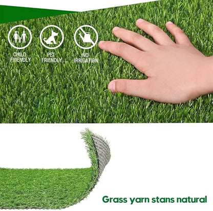 Artificial Grass Lawn Turf 0.8inch Realistic Synthetic Grass Mat, Indoor Outdoor Garden Lawn Landscape for Pets,Fake Faux Grass Rug with Drainage Holes