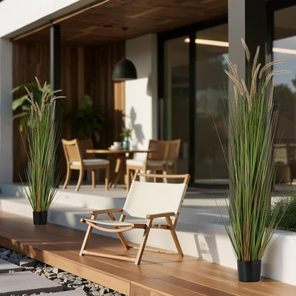 VEVOR Artificial Grass Plant, 2 Pack 59 inch Horsetail Reed Grass in Pot, Premium PVC Faux Fake Greenery Shrubs Plant for Indoor Outdoor House Home Garden Office Room Décor, Housewarming, Green