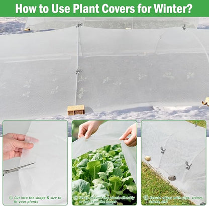 10×33 ft Plant Covers Freeze Protection- 1.4 oz/yd² Frost Cloths Blankets for Outdoor Plants, Reusable Floating Row Cover Plant Freeze Protection for Winter Garden Vegetables Raised Bed, White