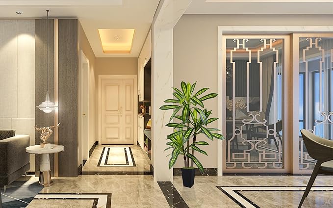 Artificial Dracaena Plant 5ft, Faux Tree with Black Tall Planter, Fake Yucca Silk Plants, Artificial Floor Trees for Indoor Home Office Room Decor Housewarming Gift