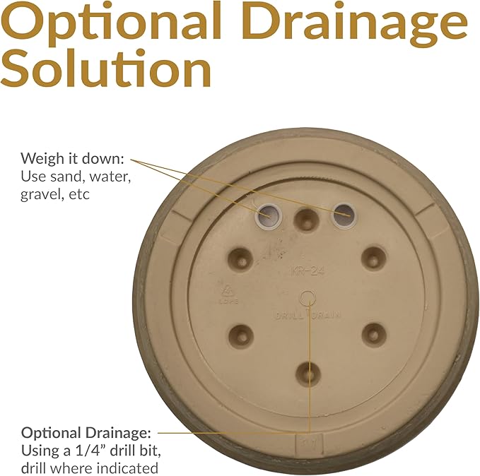 Sunnydaze 24-Inch Anjelica Large Plastic Pot for Plants - Double-Walled Outdoor Polyresin Round Planter Porch Pot with Drillable Drainage Holes - Beige - 2pk